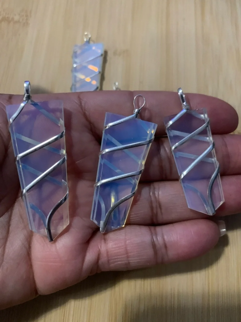 New Halo Opal Pendant  Lot with Silver Wire Wrap - Picture 2 of 4